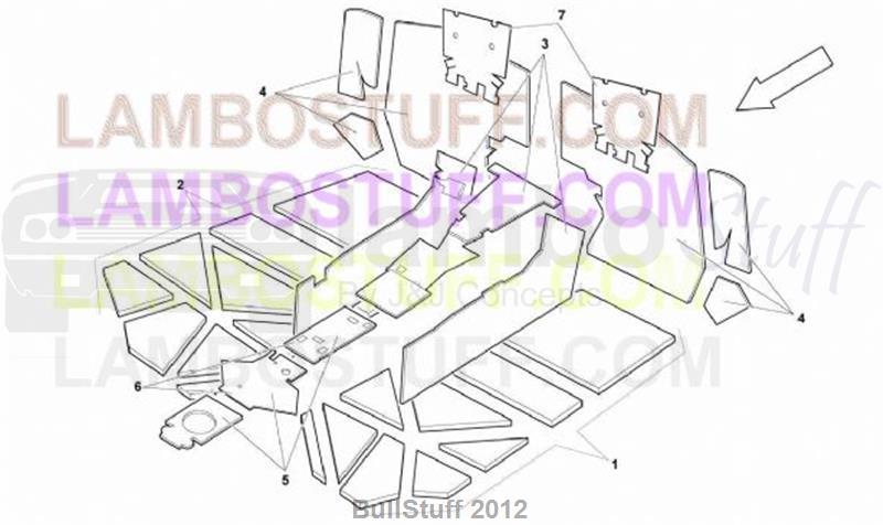2006 Lamborghini MURCIELAGO ROADSTER ARABIA PASSENGER COMPARTMENT INSULATIONS (77.02.00)